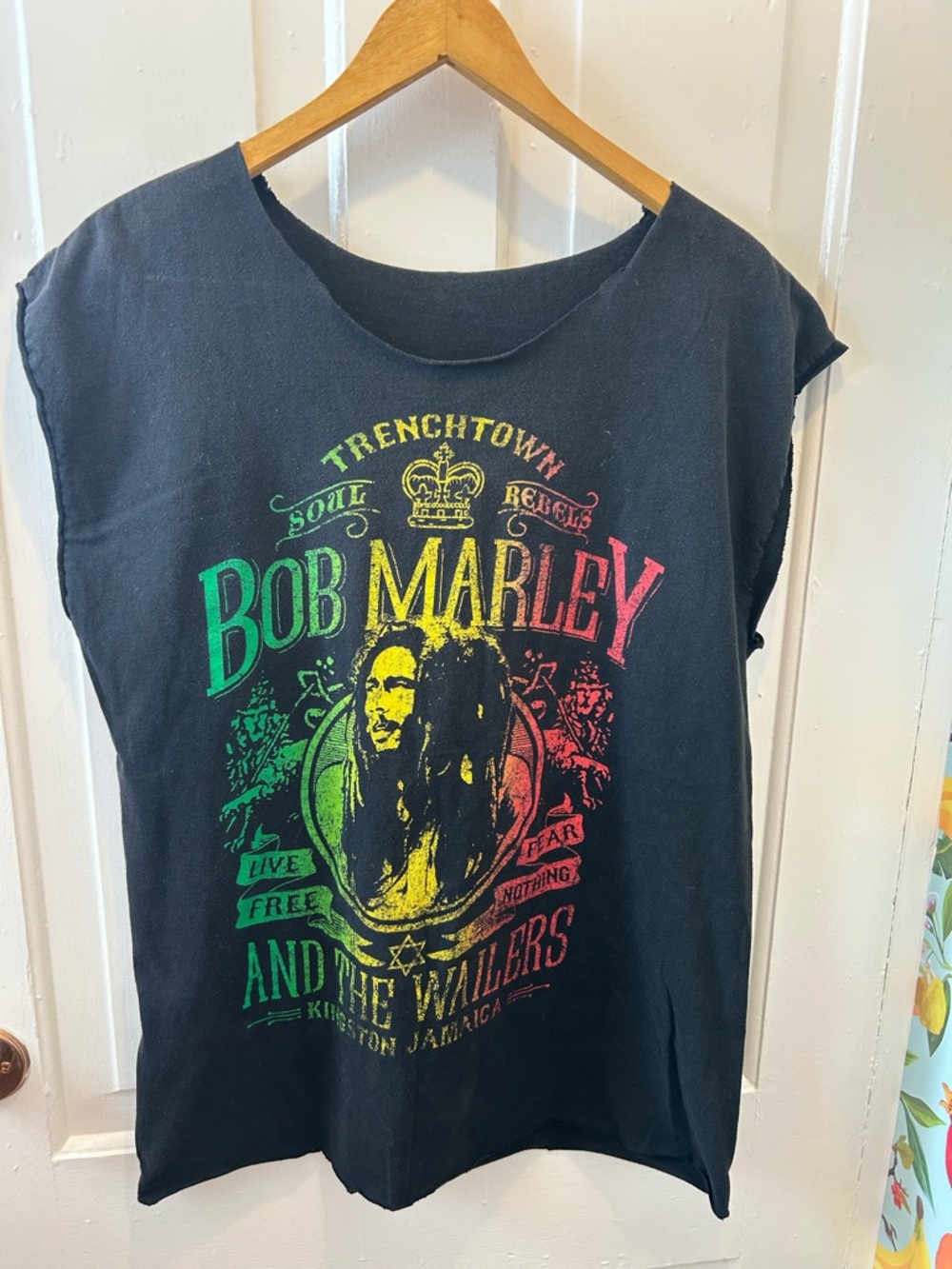 Bob Marley Graphic Tank Top - Black with Rasta Print